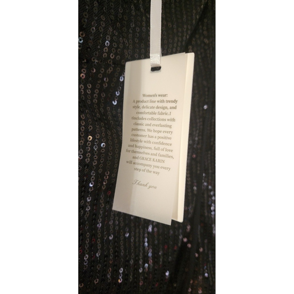 NWT Grace Karin Black Sequin Top size XL - Picture 4 of 6
